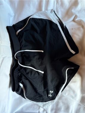 Under Armour Black Athletic Running Shorts with White Trim